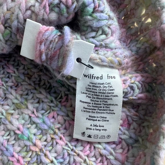 Aritzia Wilfred Free Chunky Knit Rainbow Speckled‎ Mock Neck Cropped Sweater XS - Picture 9 of 10